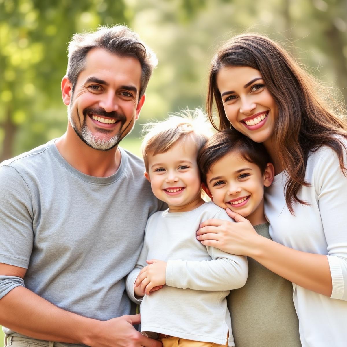 Happy family reviewing health insurance options together